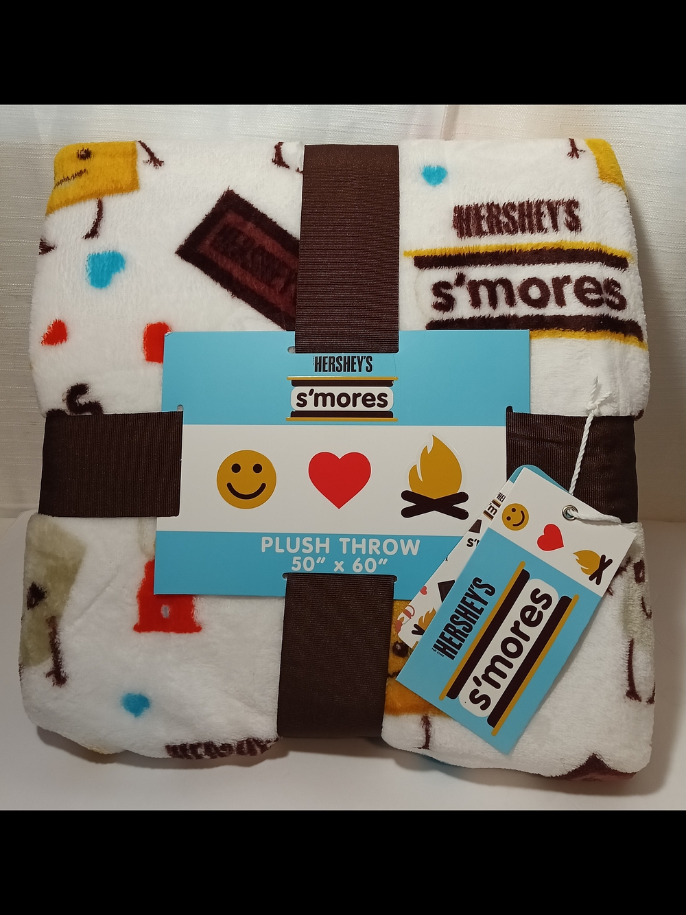 HERSHEY'S S'mores Plush Throw Blanket - White with Colorful Icons
